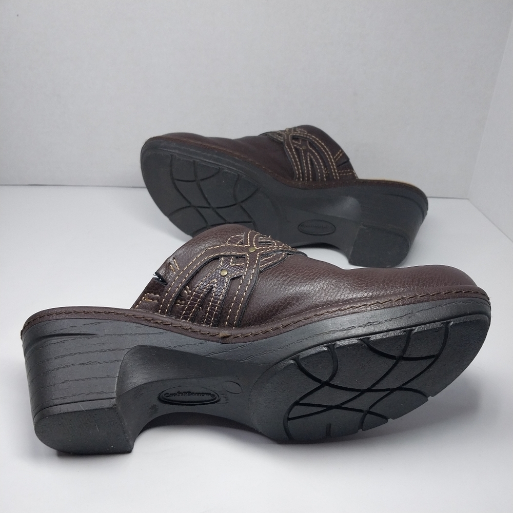 Croft & Barrow Ortholite Damebrown Sz 7 M Faux Leather Brown Slip on Clog Shoes - Picture 12 of 12